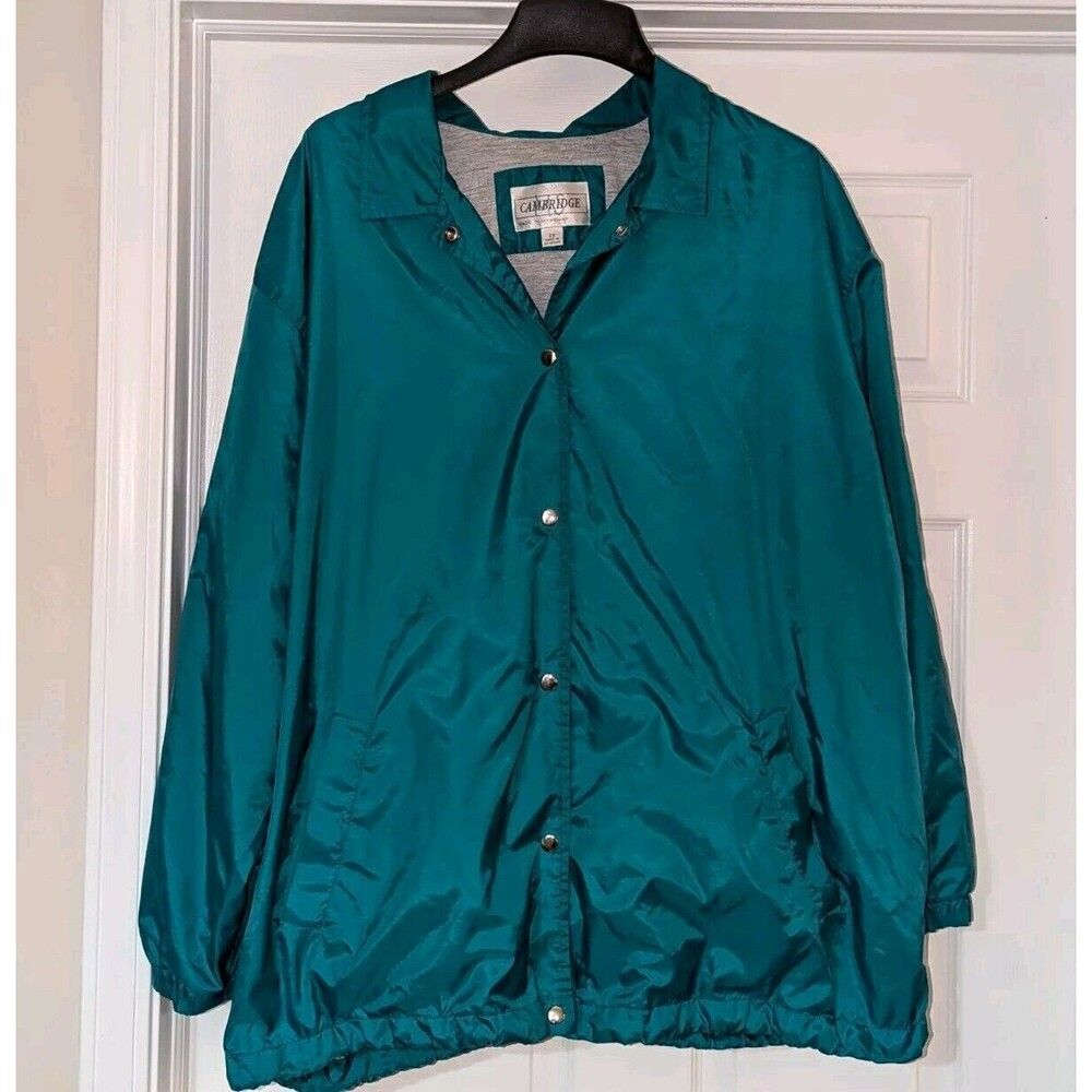 Vintage Cambridge 2x Teal Nylon Windbreaker‎ Jacket Made In Myanmar 90s